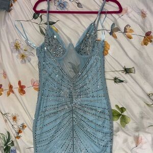 Elegant Blue Sequin Dress